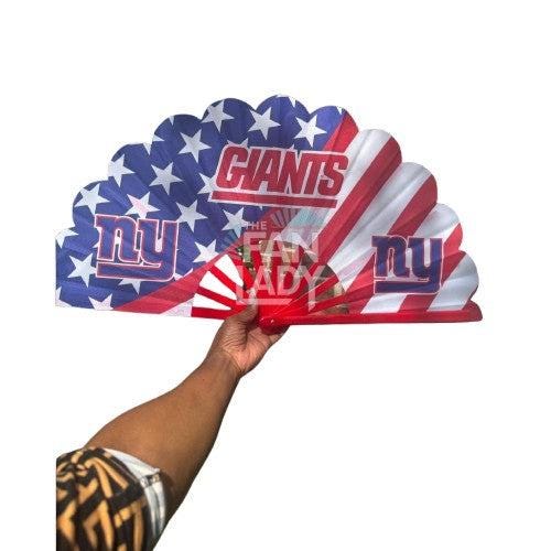Giants Folding Hand Fan: New York Football Fan Gear with Velvet Bag
