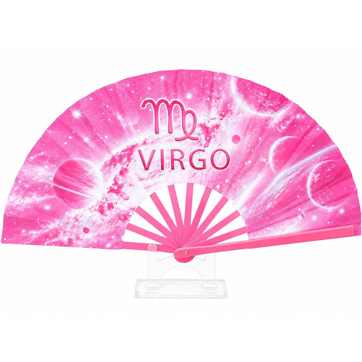 Clack Fan Virgo Zodiac | Pink Celestial Party Accessory