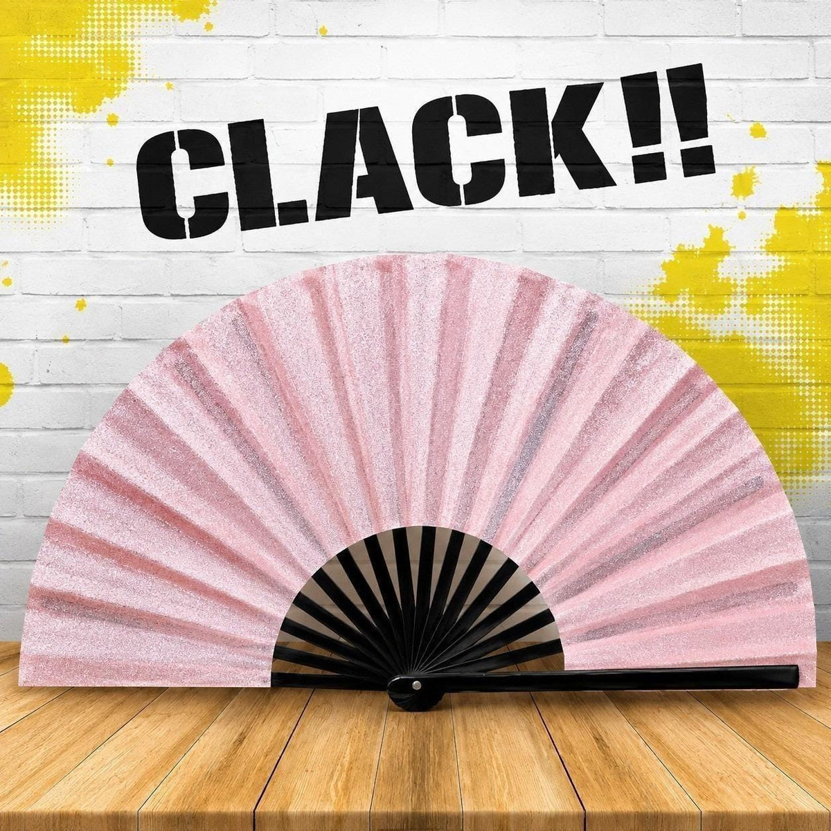 Pink Glitter Clack Fan, Oversized Folding Hand Fan, Loud Clack Fan, Rave Fan, Festival Gift