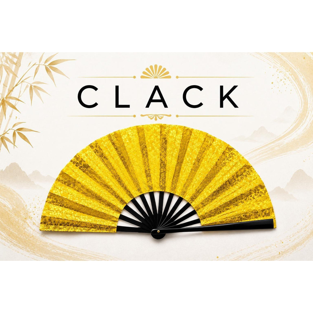 Gold Glitter Clack Fan: Elegant Folding Hand Fan