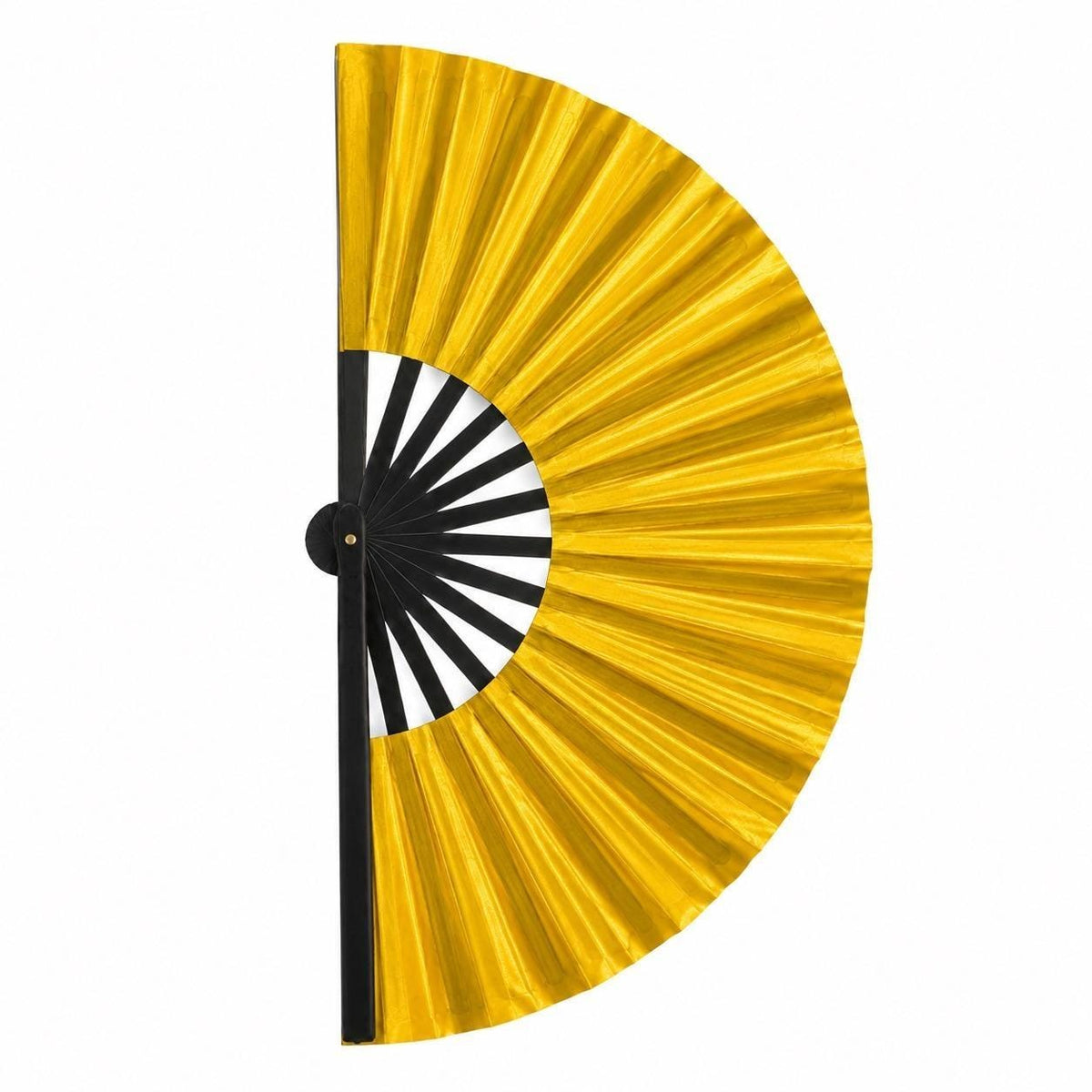 Gold Clack Fan: Oversized Folding Hand Fan - Double Sided