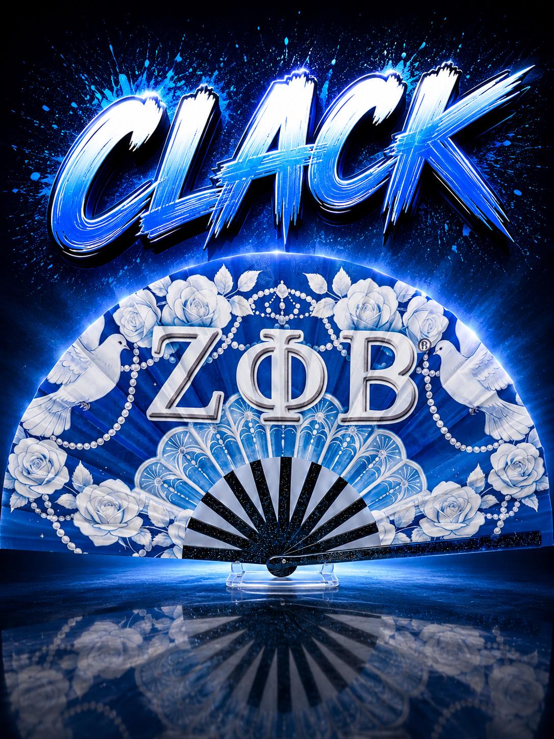Zeta Phi Beta Clack Fan | Blue White Sorority Folding Fan | Greek Sister Gift