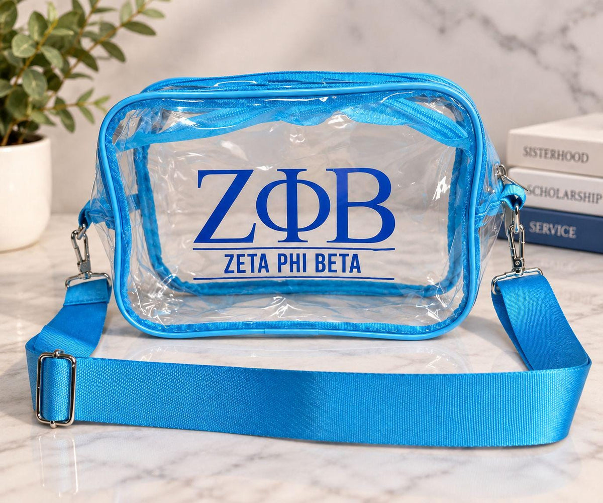 Zeta Phi Beta Clear Crossbody Bag, Sorority PVC Shoulder Bag, ZPB Greek Life Gift