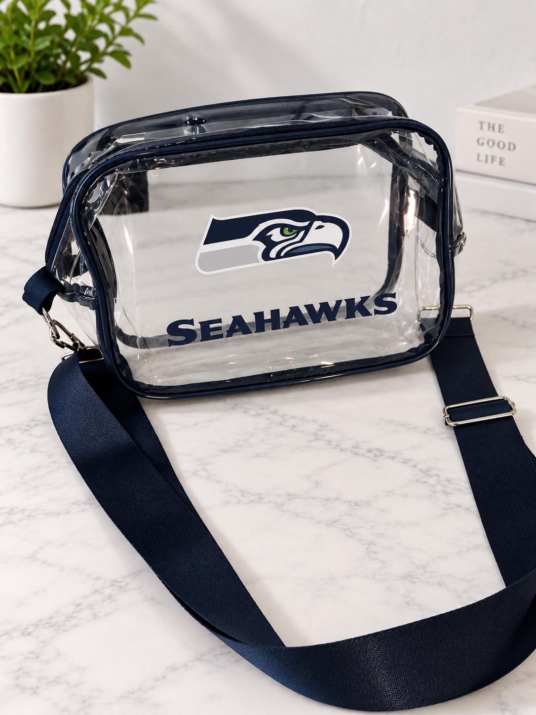 Seattle Seahawks Clear Crossbody Bag, Black Football Fan Bag, Game Day Shoulder Bag, Fan Gift