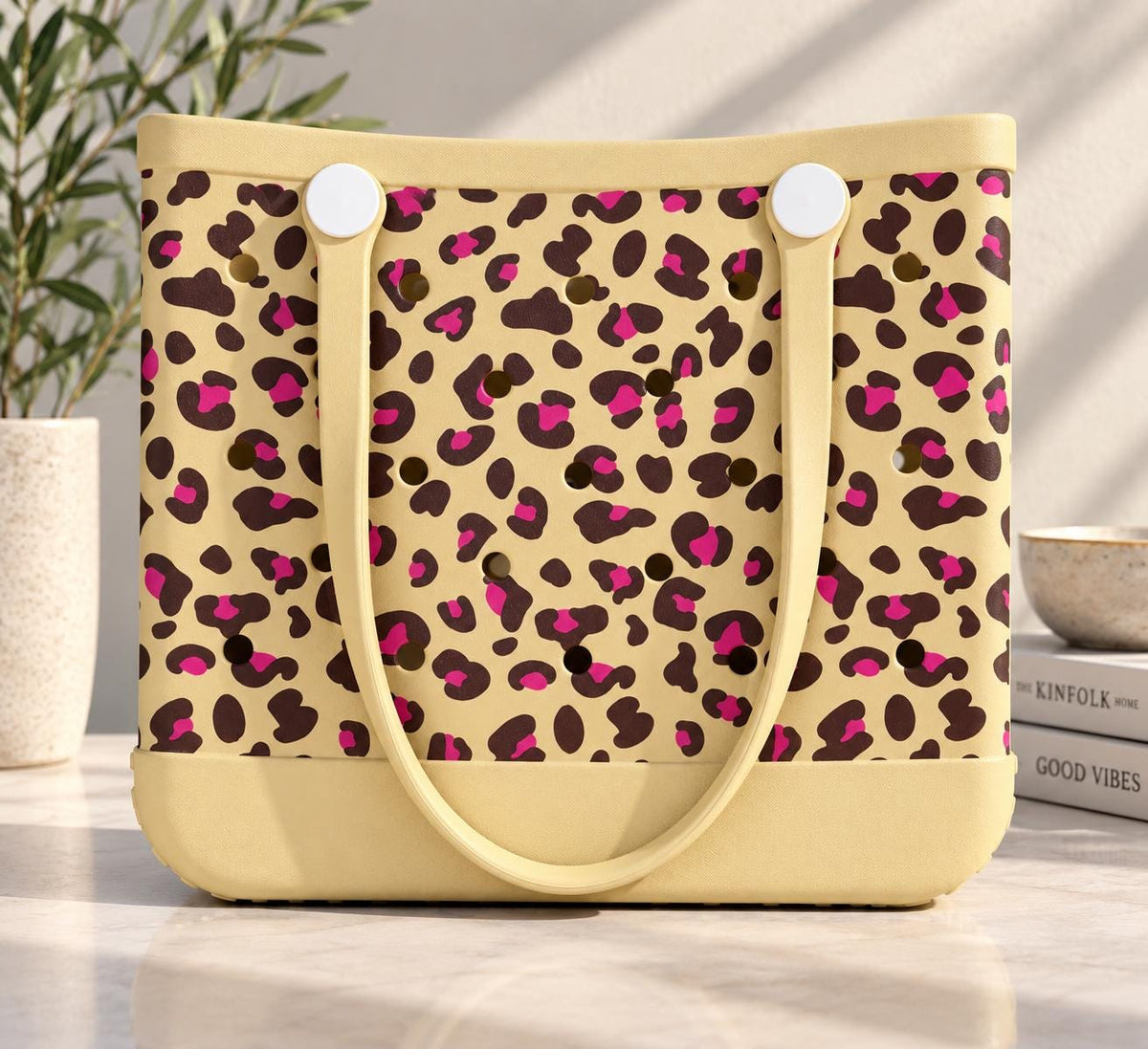 Leopard EVA Tote Bag Waterproof Beach Bag Lightweight Travel Shopping Tote
