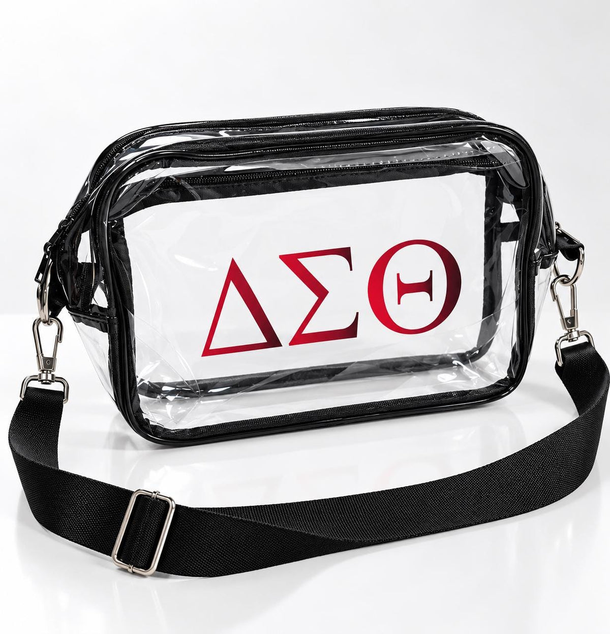 Delta Clear Crossbody Bag, Delta Sorority Shoulder Bag, Clear PVC Purse, Greek Life Gift