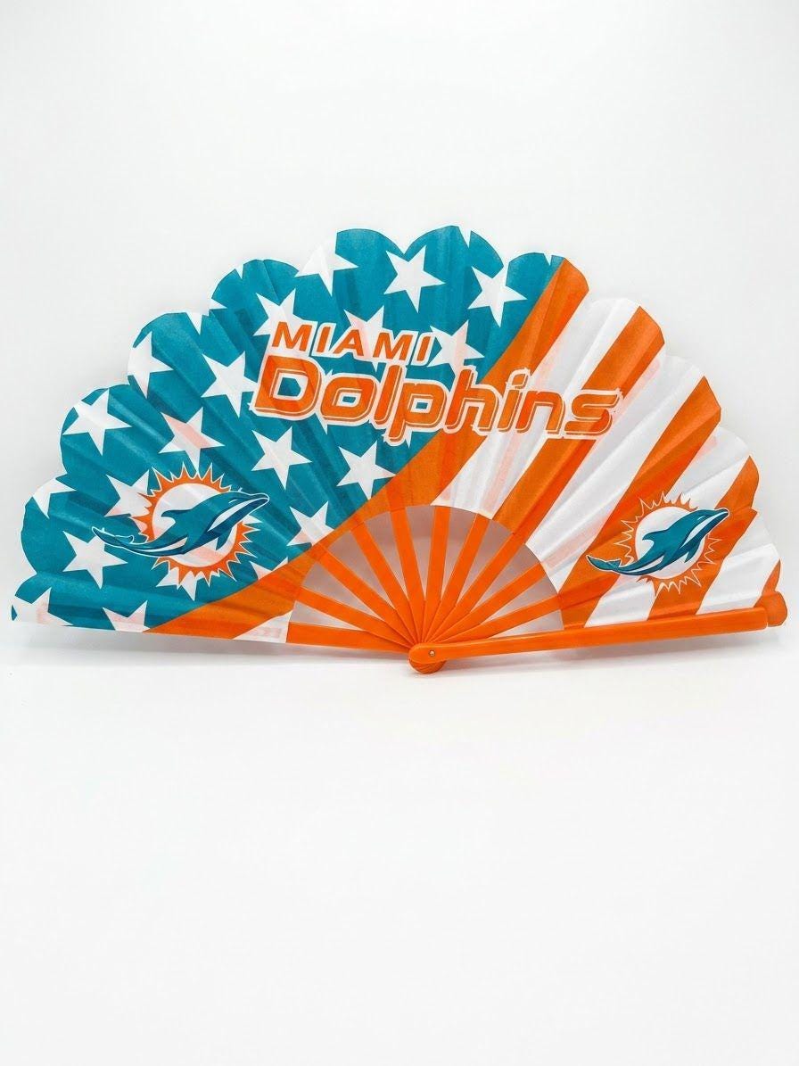 Miami Dolphins Clack Fan, NFL Folding Hand Fan, Football Game Day Fan, Dolphins Fan Gift