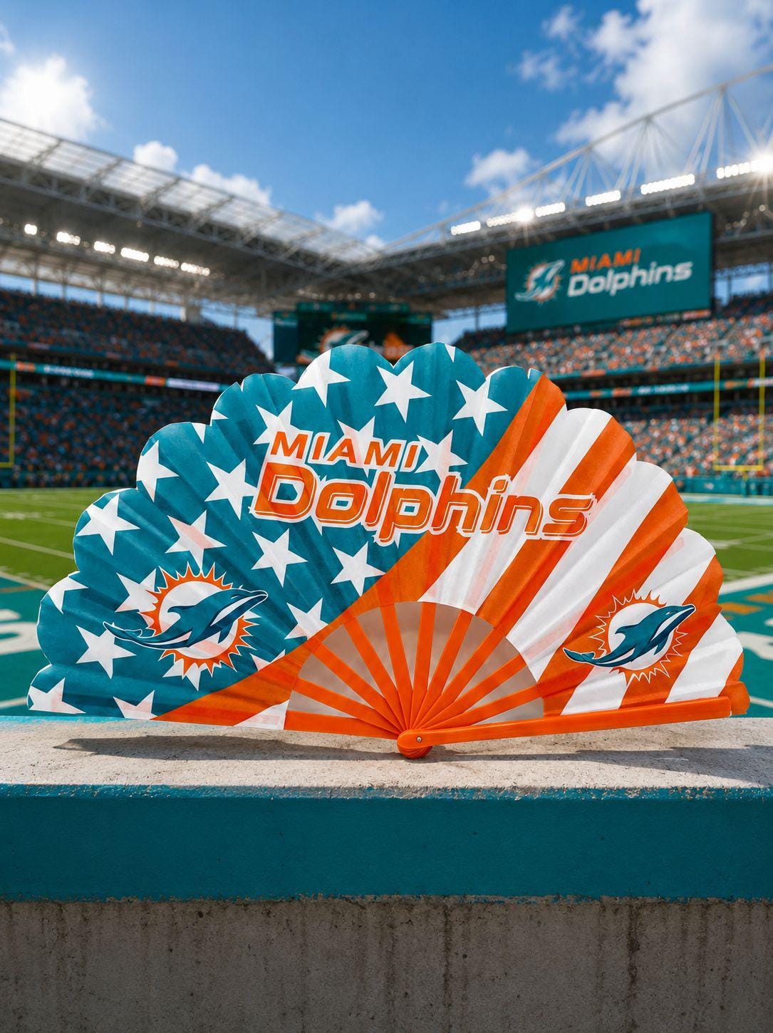 Miami Dolphins Clack Fan, NFL Folding Hand Fan, Football Game Day Fan, Dolphins Fan Gift