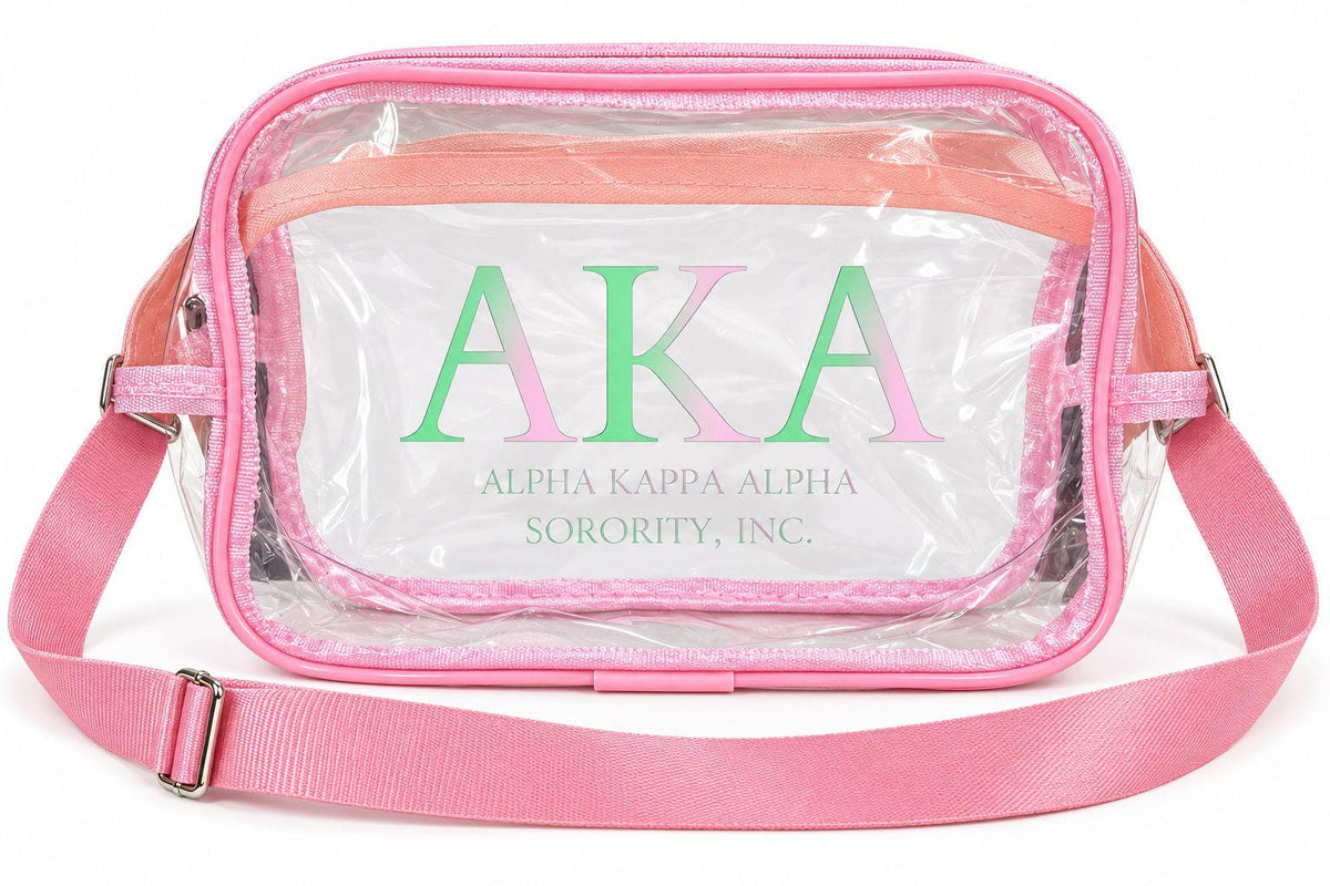 Alpha Kappa Alpha Clear Crossbody Bag, AKA Sorority Shoulder Bag, Pink PVC Bag, Sorority Gift