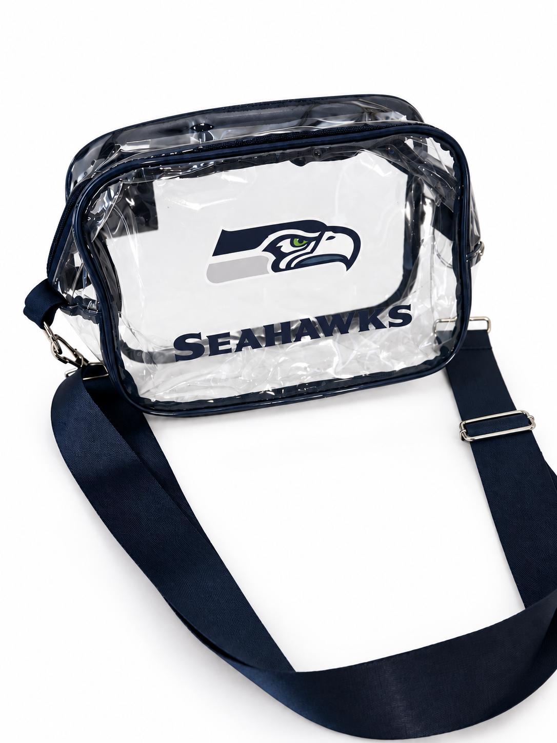 Seattle Seahawks Clear Crossbody Bag, Black Football Fan Bag, Game Day Shoulder Bag, Fan Gift