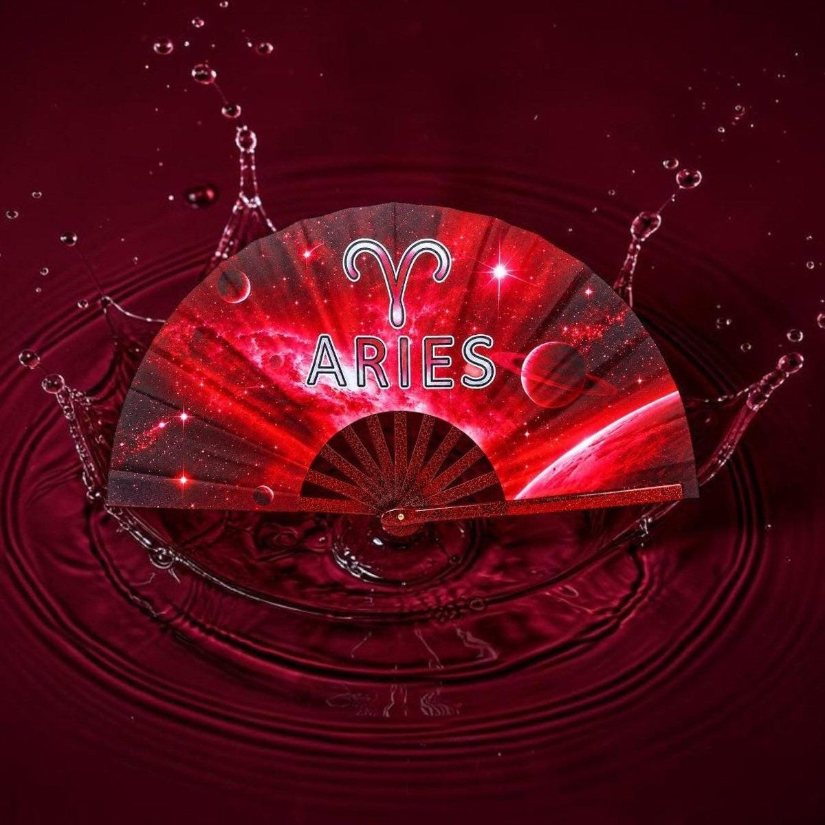 Aries Zodiac Clack Fan, Red Astrology Folding Hand Fan, Aries Birthday Gift, Celestial Fan, Loud Clack Fan