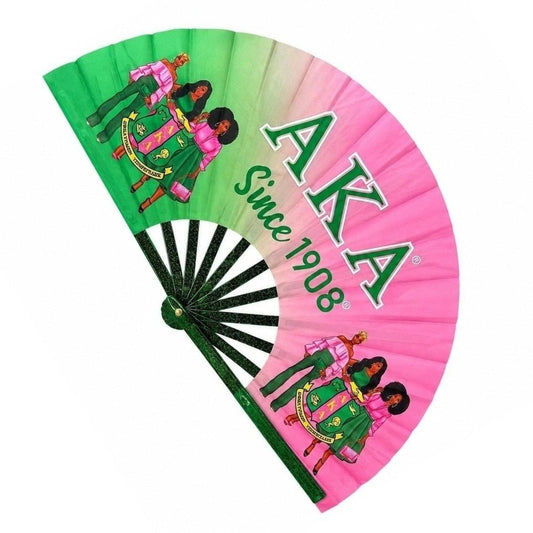 Alpha Kappa Alpha Clack Fan | Pink Green Sorority Hand Fan