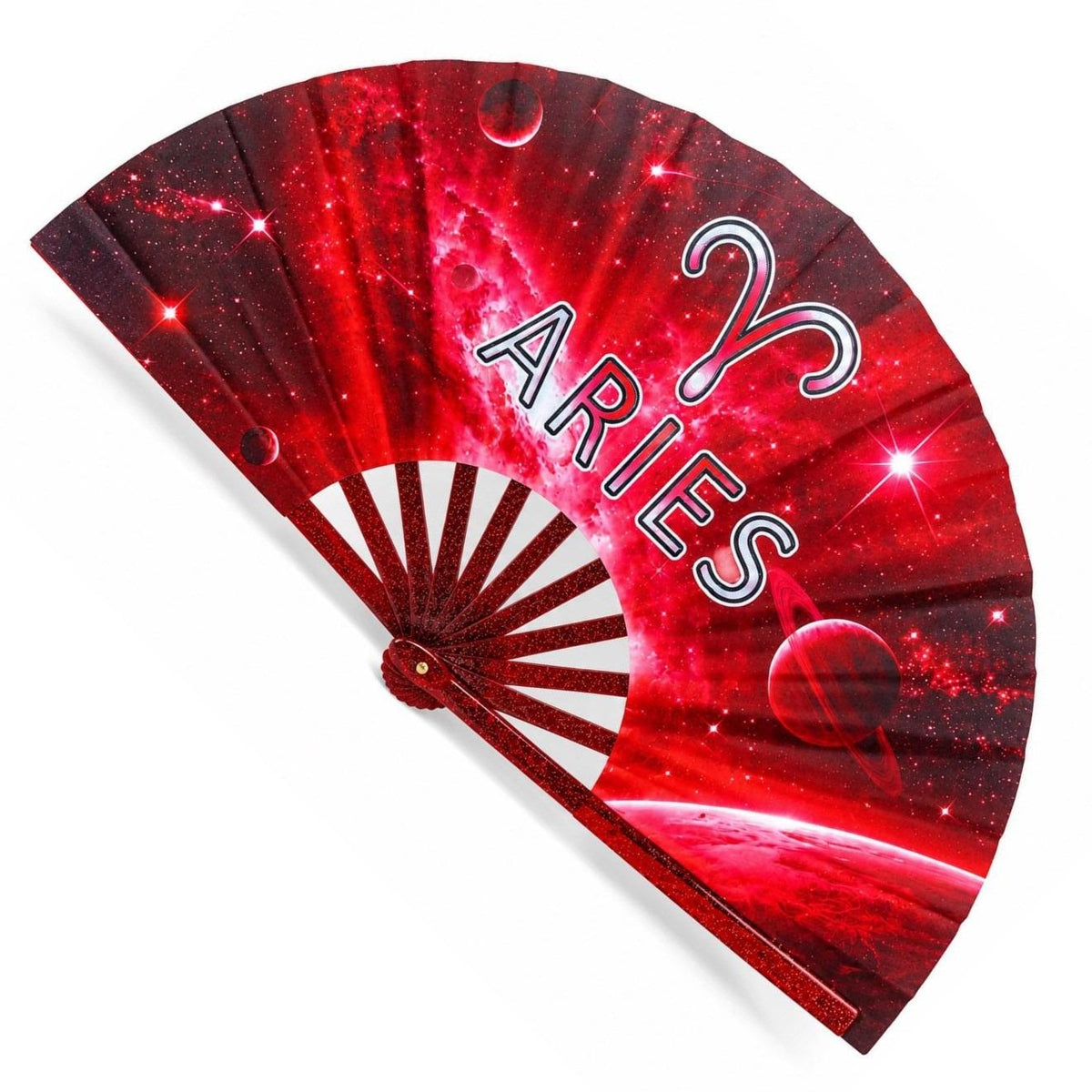 Aries Zodiac Clack Fan, Red Astrology Folding Hand Fan, Aries Birthday Gift, Celestial Fan, Loud Clack Fan
