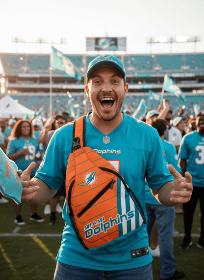 Miami Dolphins Crossbody Sling Bag - Orange NFL Shoulder Bag