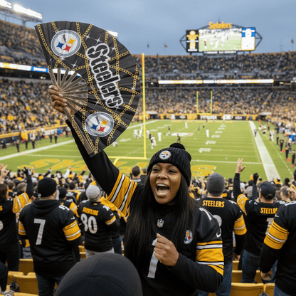 Pittsburgh Steelers Hand Fan - Black & Gold NFL Folding Fan