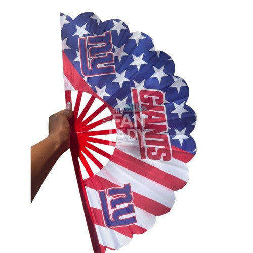 Giants Folding Hand Fan: New York Football Fan Gear with Velvet Bag