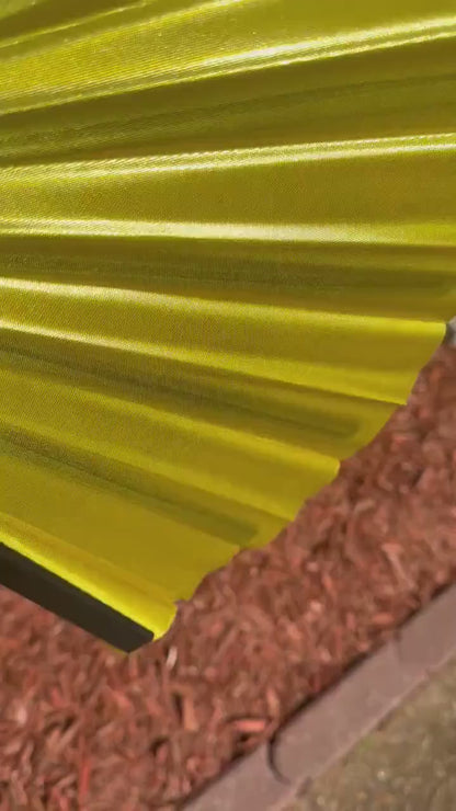 Gold Folding Hand Fan - Solid Color Hand Fan, Line Dancing Fan, Large Gold Clack Fan, Boots On Ground Line Dancing - Yellow/Gold
