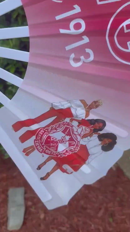 Delta Sigma Theta Inspired Folding Hand Fan Red and White Greek Sorority Fan Since 1913 Divine Nine Gift