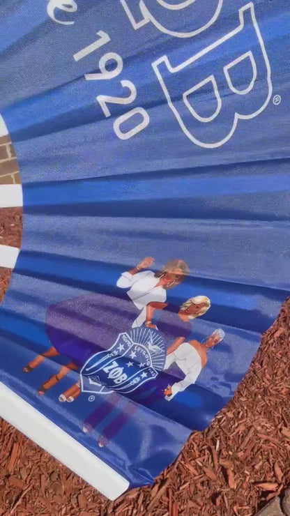 ΖΦΒ Sorority Fan - Since 1920 Fan, Blue & White Fan, Zeta Phi Beta Hand Fan, Folding Hand Fan, Greek Letters Clack  Fan