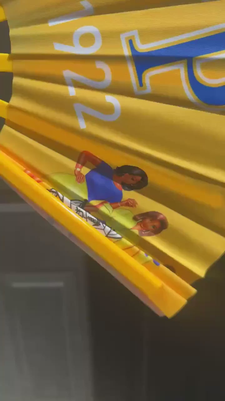 Sigma Gamma Rho Clack Fan: Royal Blue & Gold Sorority Folding Fan