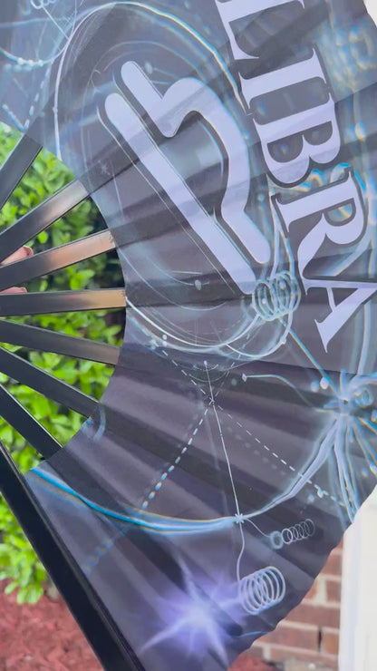 Libra Zodiac Black Handheld Fan - Folding Astrology Clack Fan, Elegant Hand Fan, Celestial Fan, Birthday Gift, Horoscope Festival Accessory